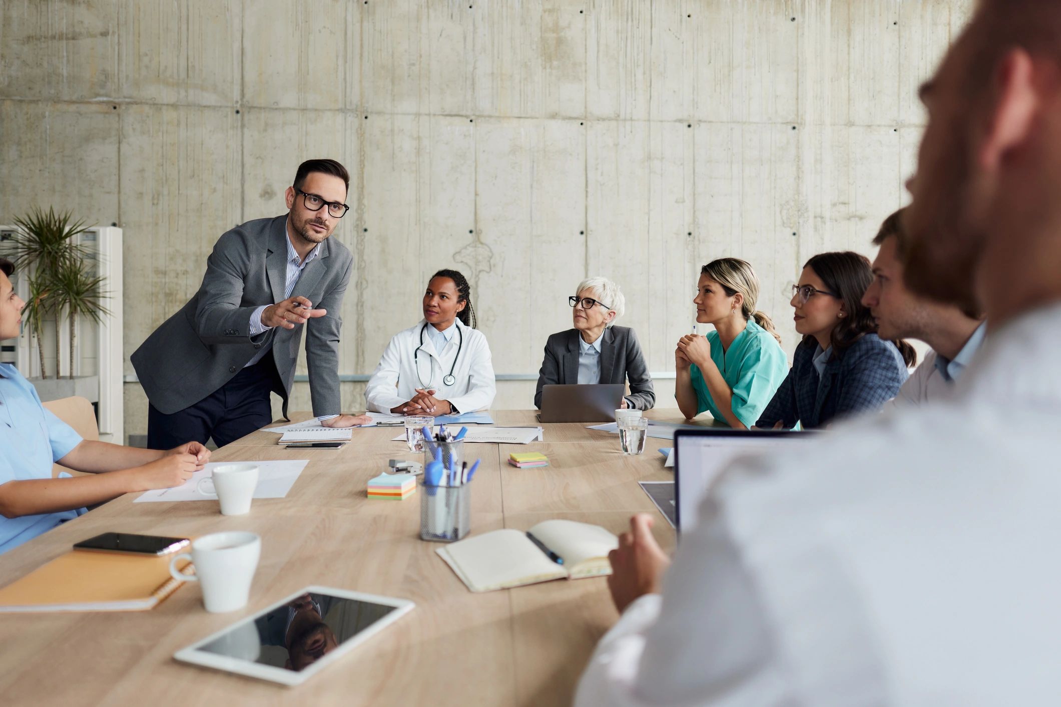 Healthcare professionals in a meeting